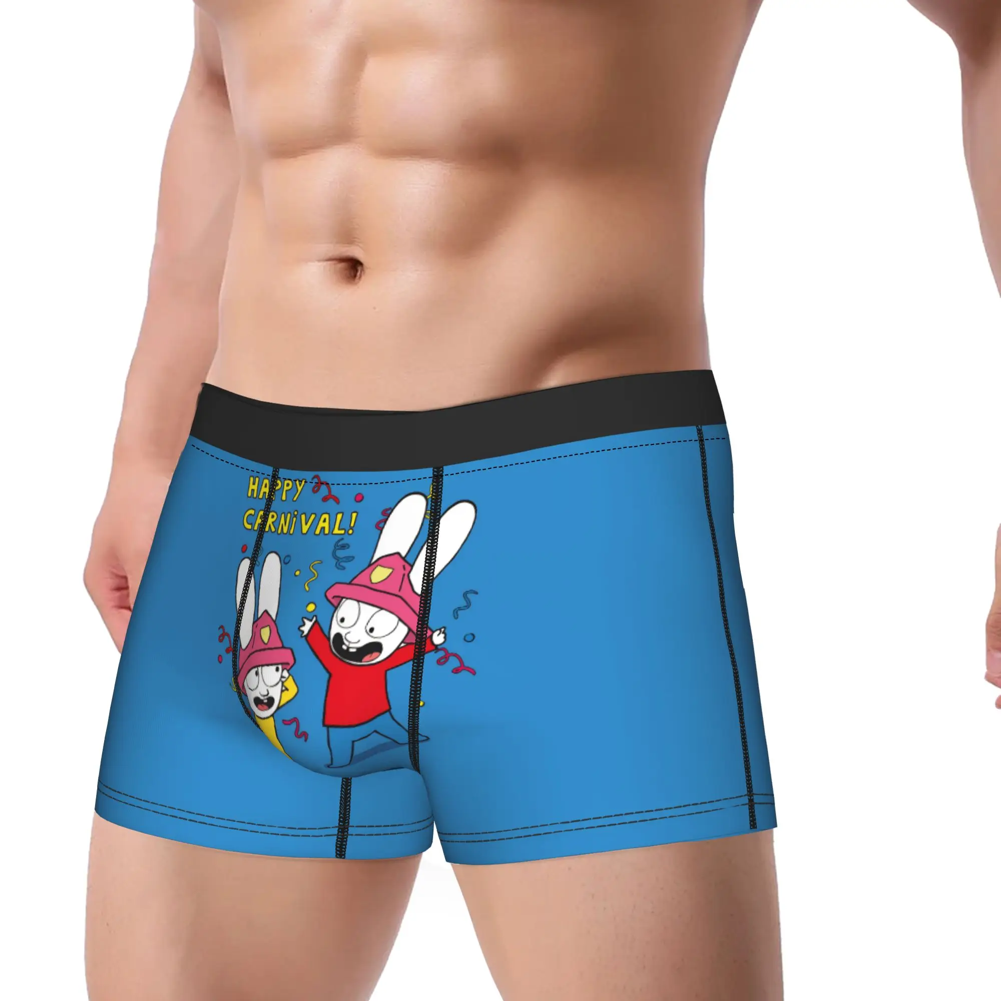 Men's Simons Rabbit Boxer Briefs Shorts Panties Mid Waist Underwear French Cartoon Male Funny Plus Size Underpants