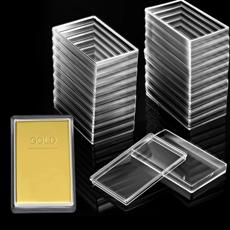 1/3 Pack Transparent Square Bullion Bar Storage Case Clear Coin and Medal Display Container for Gold Silver Collectors