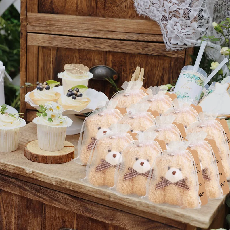 3/6/10/12/18/20er-Set Bären-Geschenkset mit Organzabeutel und Karte für Vollmondfeier, Hochzeitsdekoration, Geburtstagsfeier, Gastgeschenk – Detail 2
