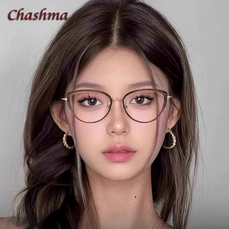 

Chashma Glasses Cat Eye Women TR90 Prescription Glasses Frame Optical Eyewear Ultra Light Trendy Fashion Spectacle for Lady