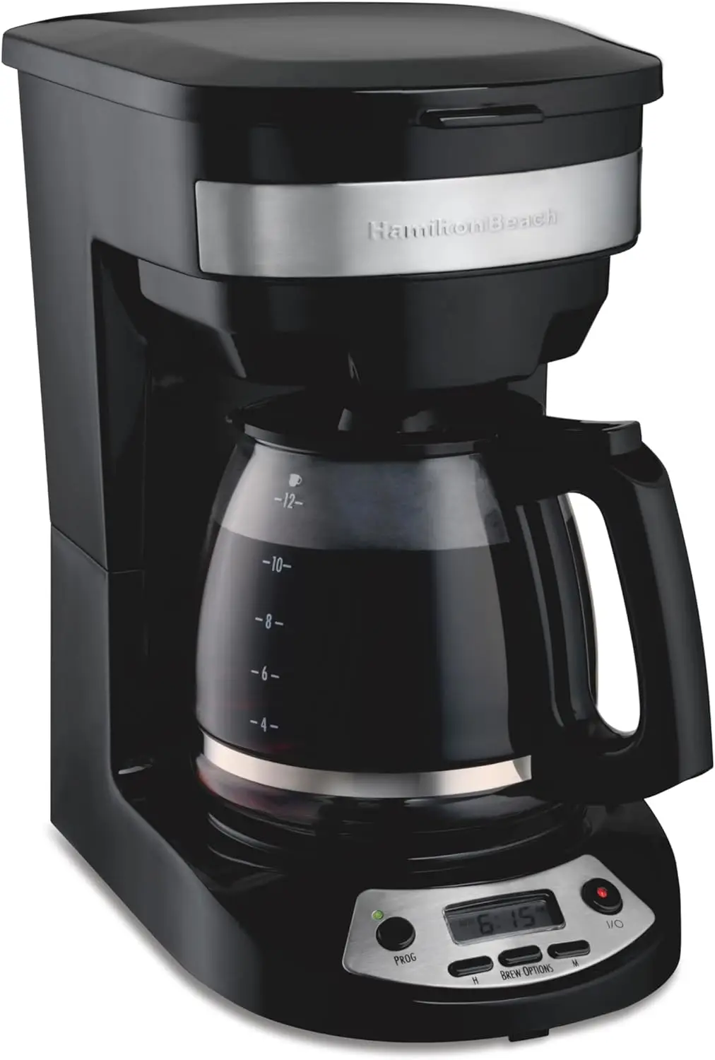 12-Cup Programmable Drip Coffee Maker with Auto Pause, Brew Options, and Glass Carafe in Black Stainless