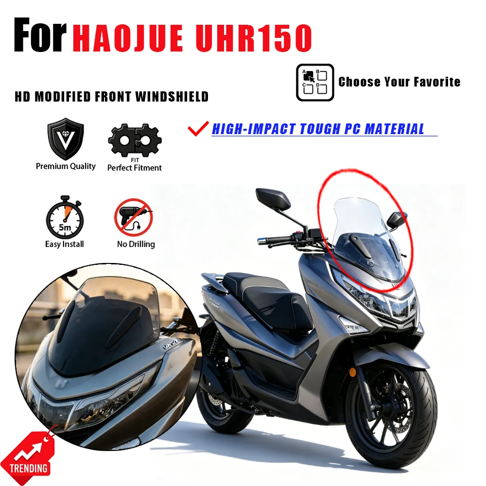 

For Haojue UHR150 Modified Windshield Front Wind Deflector Rainproof Chest Guard HD Clear Accesorios Moto Parabrisas Cupula