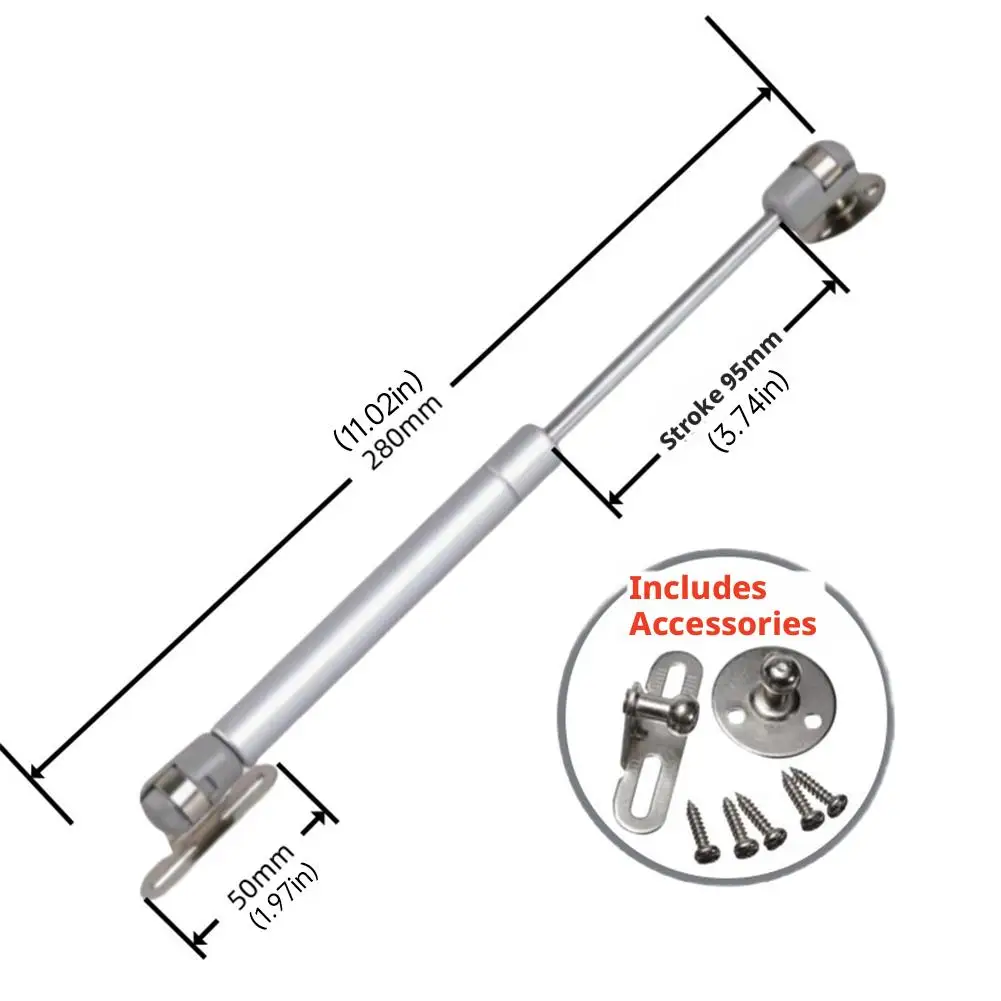 28cm Gas Strut Lift Support Silver Hydraulic Cabinet Hinge Lid Stay with Copper Core Soft Close Pneumatic Support for Kitchen view 6