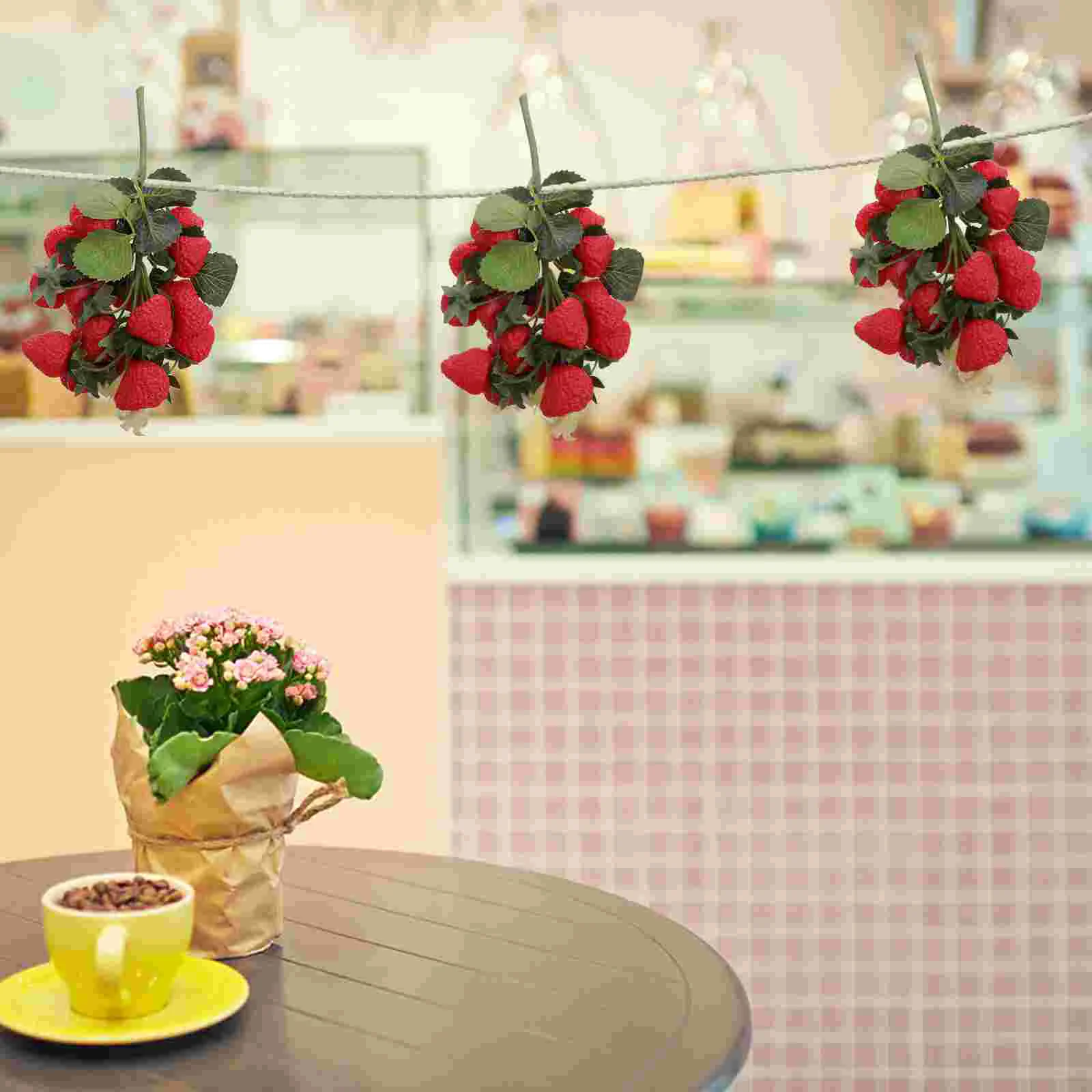 Simulated Fruit Skewers Foam Props Fake Decor Strawberry Planter Home Strawberries Artificial Greenery Fruits Model