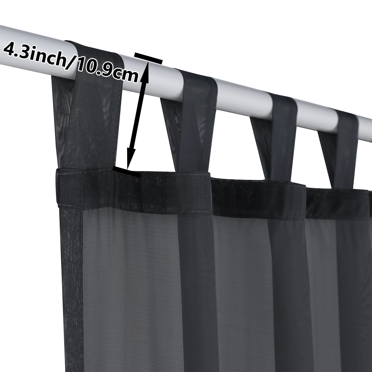 1PC, Outdoor Sheer Volie Curtain With Tab Top Transparent Polyester Fiber	 Waterproof Outdoor Curtain For Porch, Pergola, Cabin