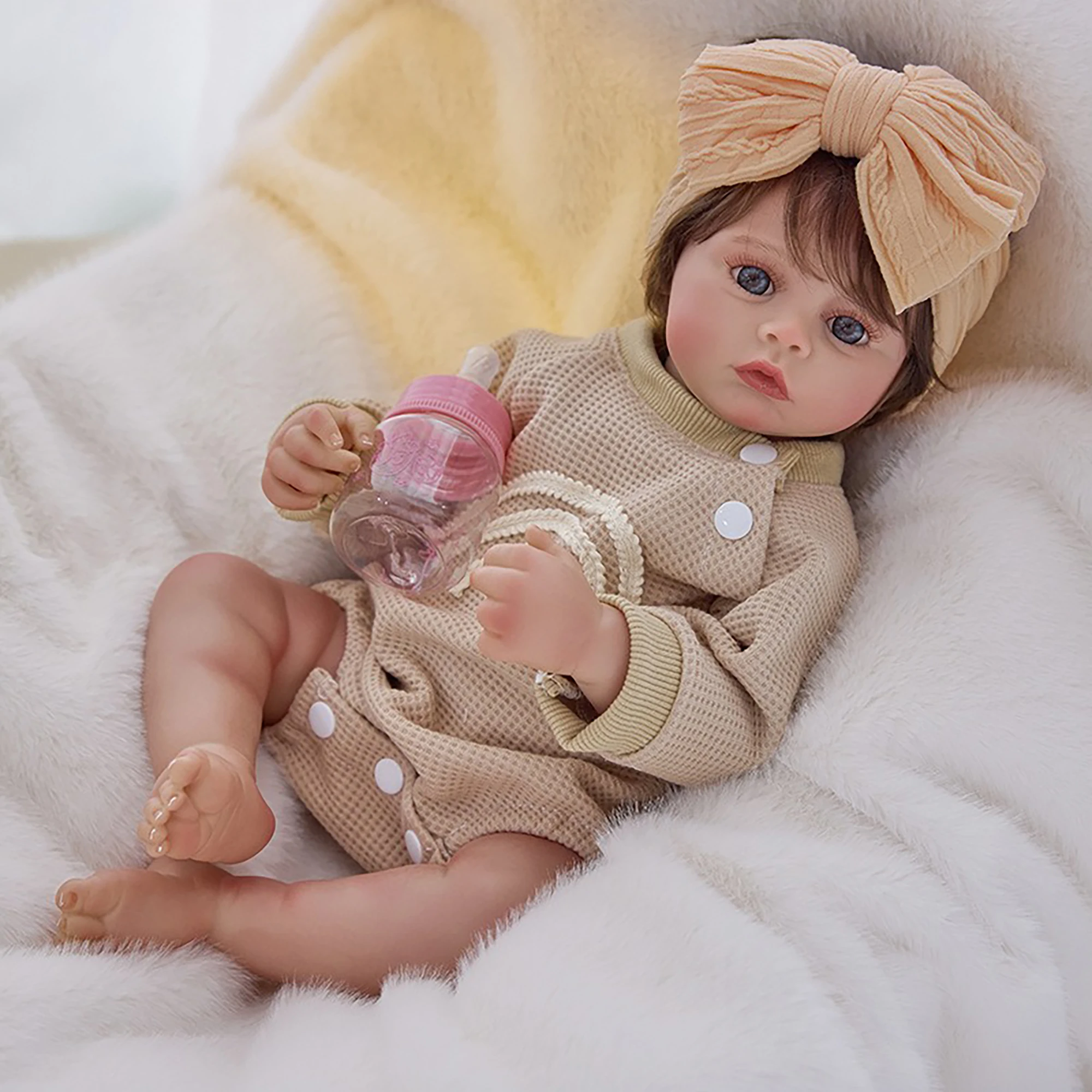 

Лидер продаж, 3D высокоцветная виниловая кукла возрождения с открытым оком DQ-1812 дюймов, моющаяся, удобная игрушка для родителей и детей, игрушка-компаньон