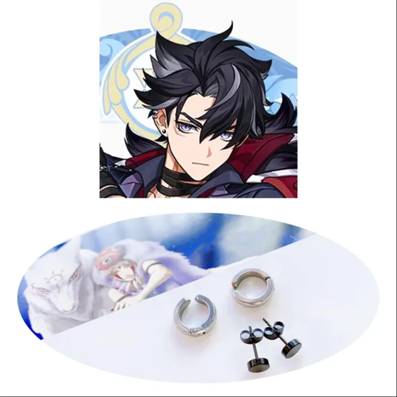 Jeu Genshin Impact Wriothesley Cosplay Boucles d'oreilles, Punk, Acier inoxydable, Boucle d'oreille unisexe, Fontaine Duke Py Play, Nouveaux bijoux d'accessoires