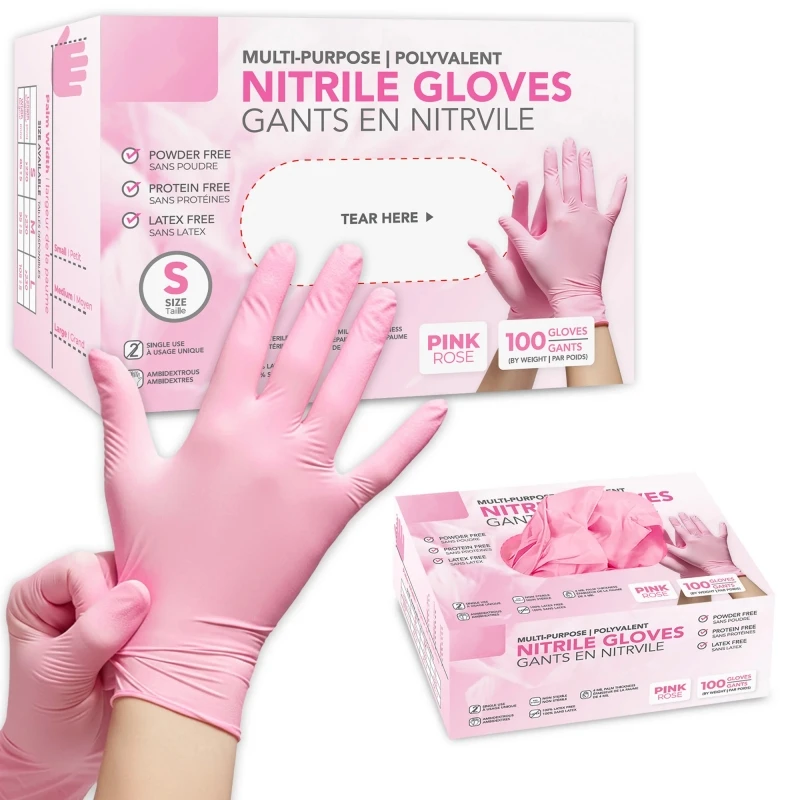 20/50/100PCS Pink Nitrile Gloves Disposable Light Duty Latex Free Household Gloves for Cooking Cleaning Food Pre Tattoo Hair Dye