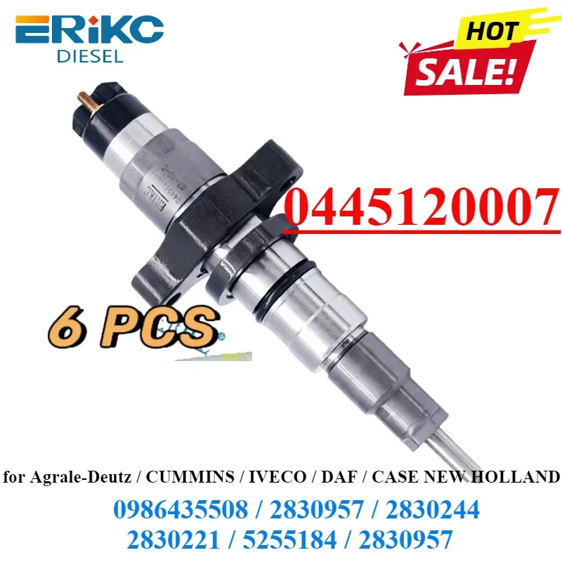 6PC 0445120007 0986435508 Diesel Fuel Injector 0445 120 007 Engine Nozzle for Bosch Cummins 2830224 2830957 2897271