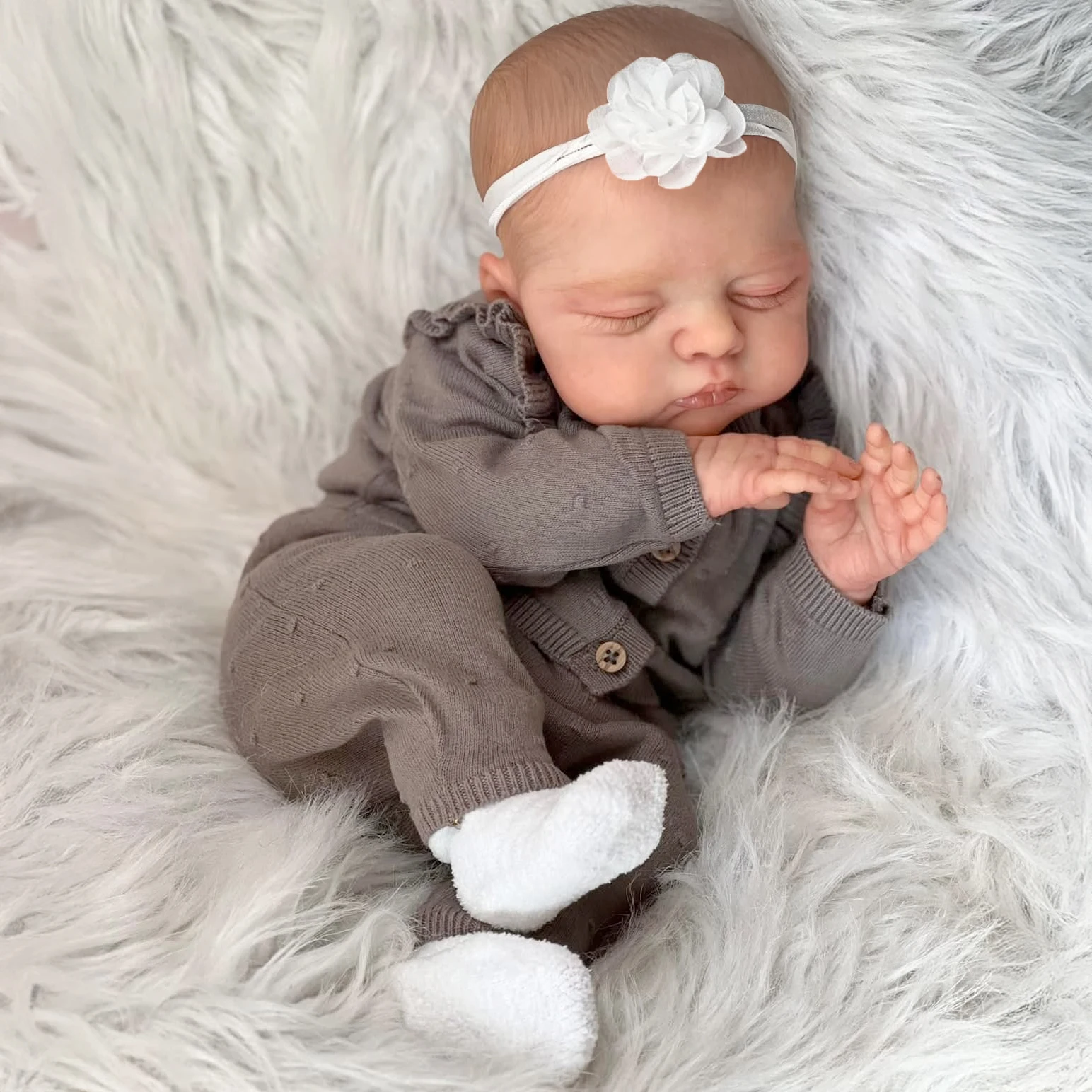 NPK 18 pollici Irys Neonato Realistico Baby Doll Reborn con Corpo in Tessuto Morbido Vene Dipinte a Mano Regalo di Festa Ideale per Collezionisti