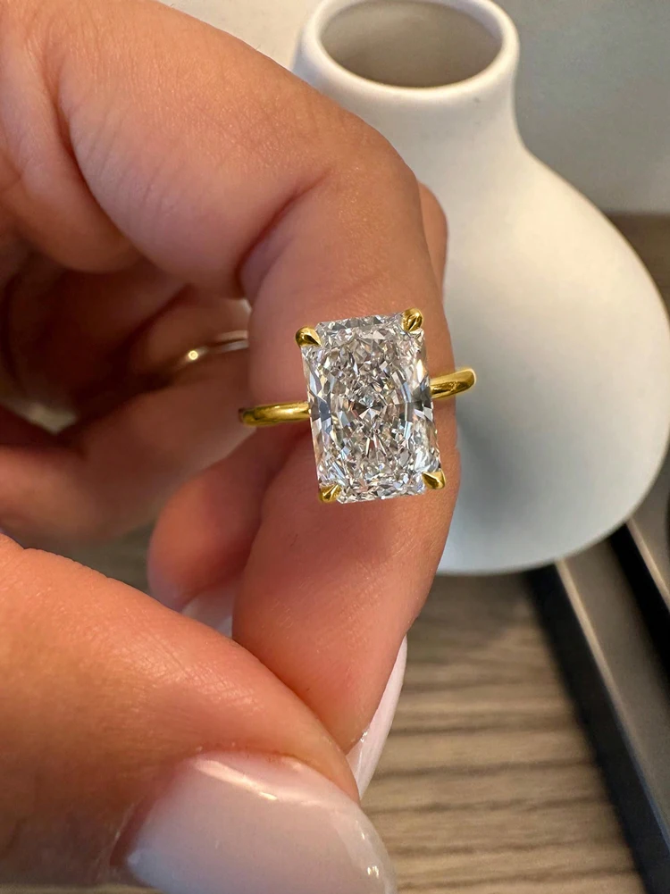 925 Sterling Silver 1-5CT Zircon Gorgeous Shiny Rectangle Ring For Women Engagement Wedding Luxury High Quality Fine Jewelry