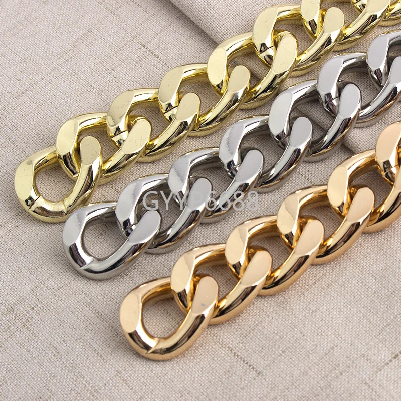 1-5 meters 6 mm thick 22 mm width Satin gold chain 6 colors K gold key chain accessories purse strap bag chain