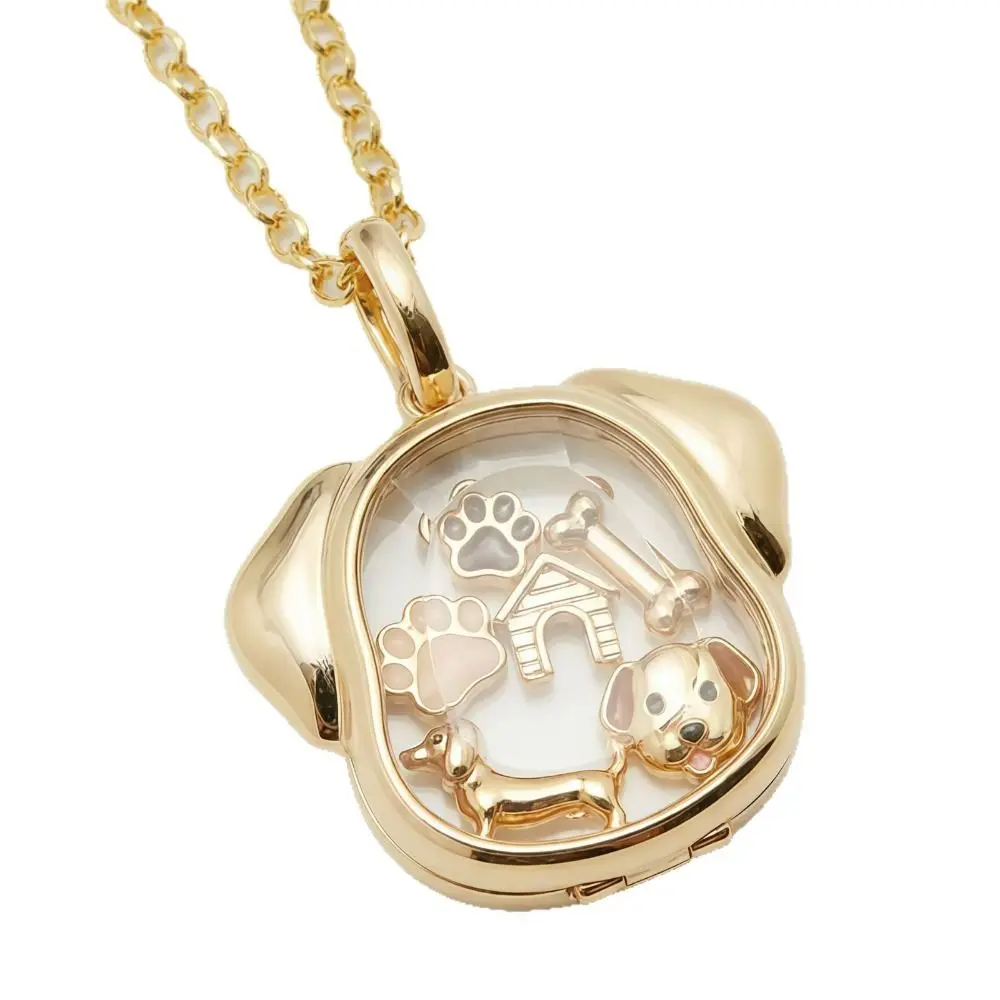 Copper Open Pendant Necklace Can Be Opened Does Not Fade DIY Collarbone Chain Hollow Small Items Pet Dog DIY Accessory Gift Item