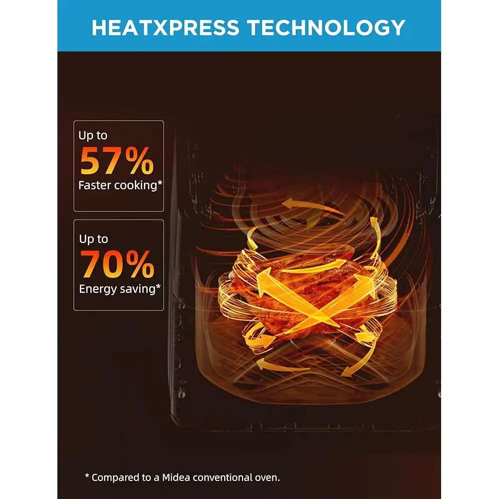 Frytkownica powietrzna 55 kwart Przezroczyste okno Technologia Heatexpress Rapid Air 9 zaprogramowanych menu Timer Łatwe w czyszczeniu urządzenie kuchenne
