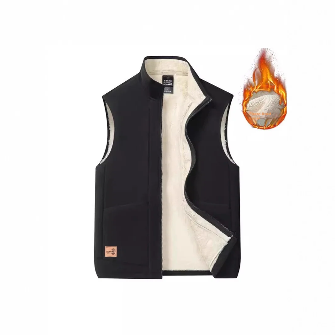 

Двусторонний жилет шерпы для мужчин, осень-зима, новое двустороннее пальто, теплое повседневное пальто больших размеров на флисовой подкладке