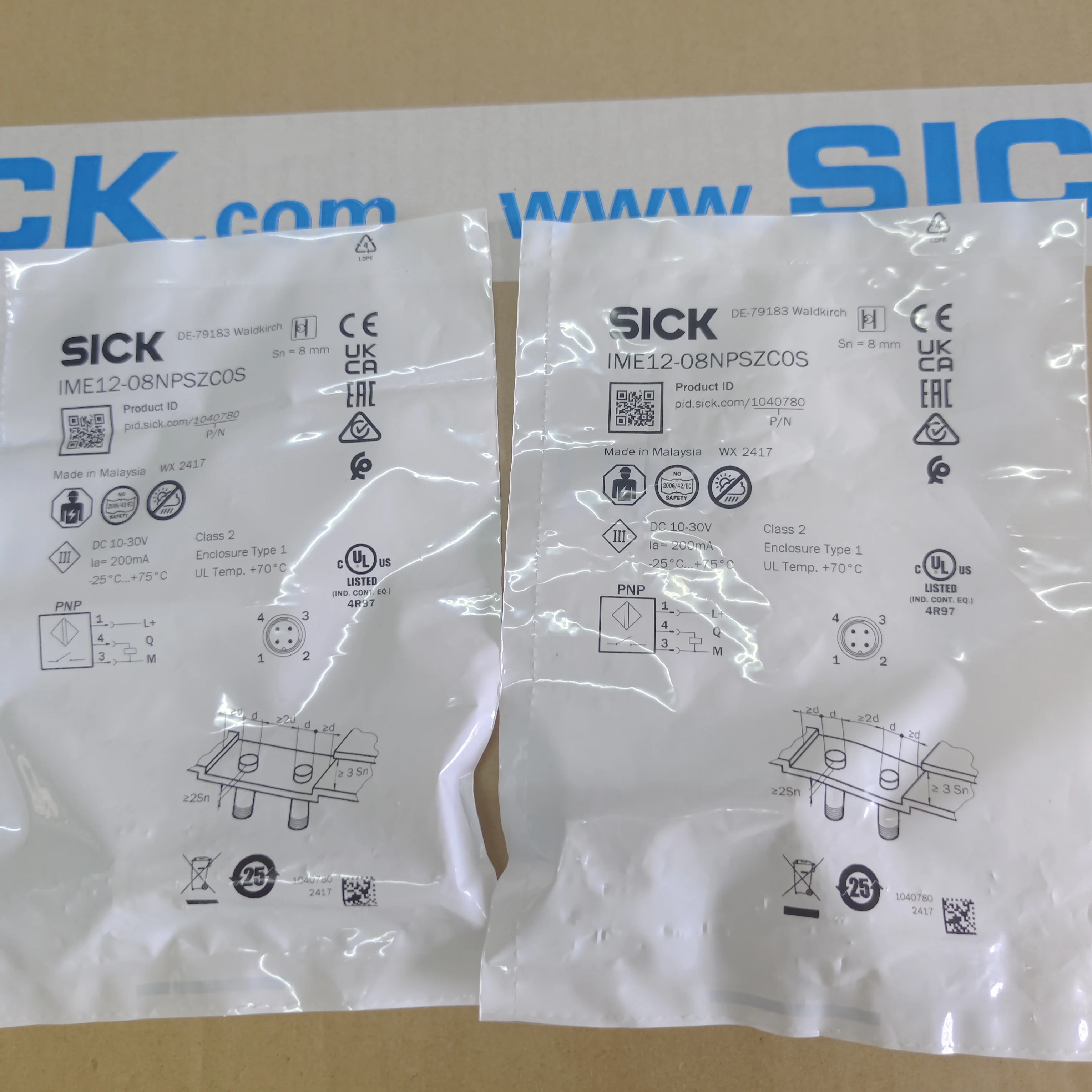 مفتاح القرب المريض IME12-08NPSZC0S رقم الطلب 1040780   مستشعر القرب الاستقرائي جديد أصلي أصلي