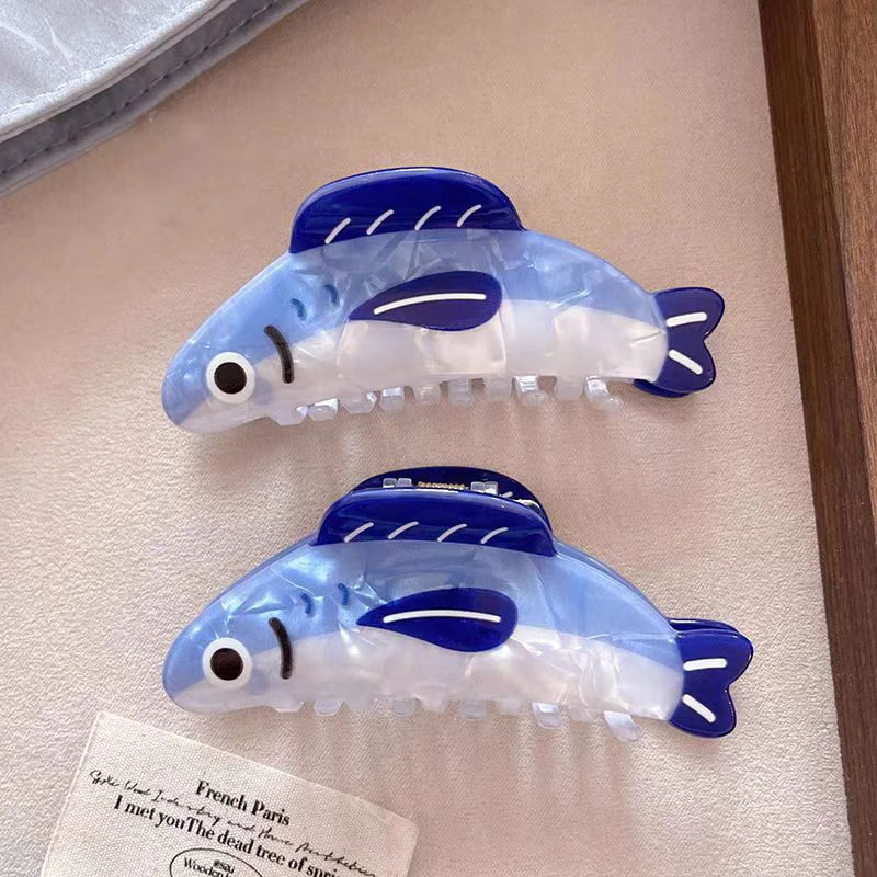 1/2pcs New creative ocean sardine clip hair clip cute texture shark clip ponytail clip hair ornaments female image 5