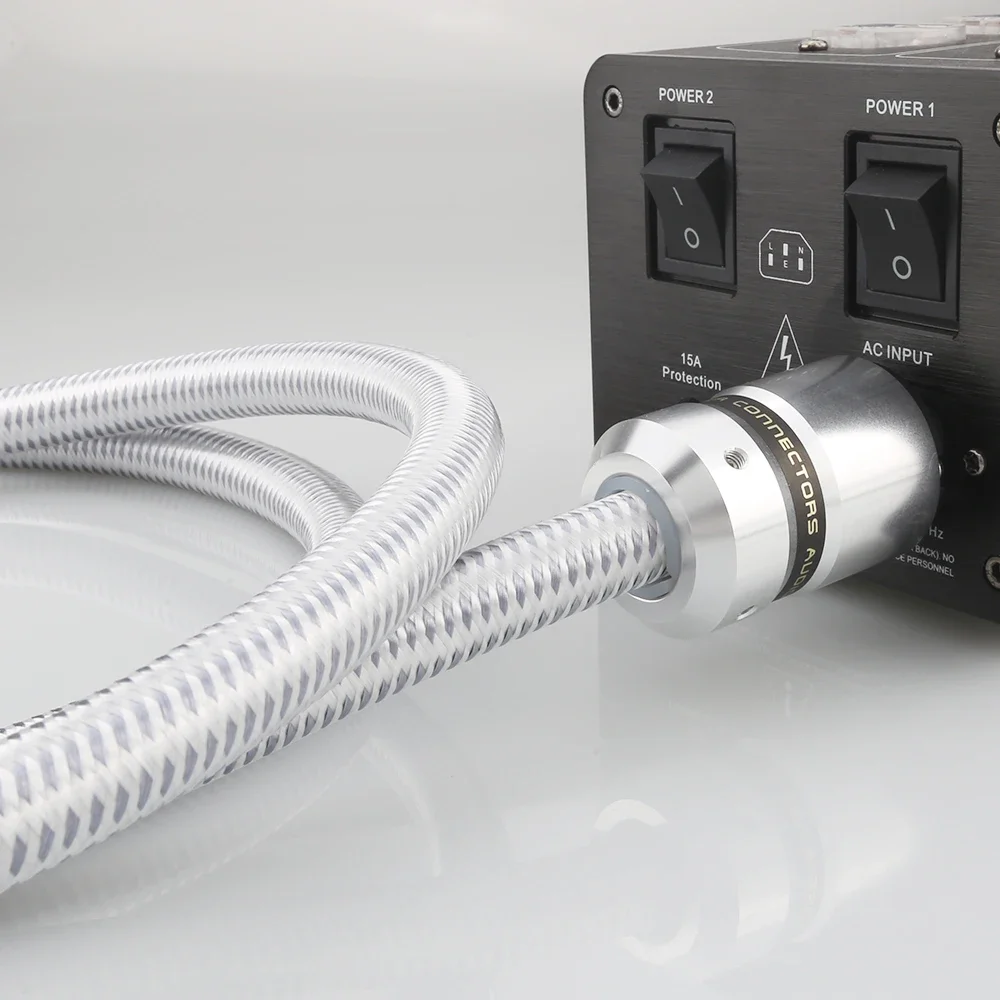 

HiFi Audio P114 AC Power Cable EU US Power Cord with Gold Plated Plug 14AWG Audiophile Power Cord, 125V, 15A