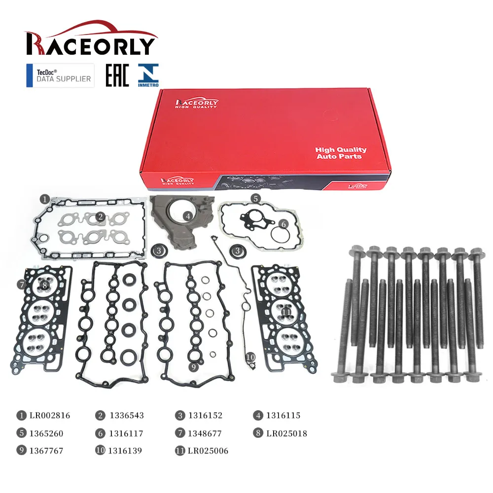 

Комплект болтов и прокладок головки блока цилиндров RACEORLY 276DT для Land Rover Discovery 2.7L TDV6