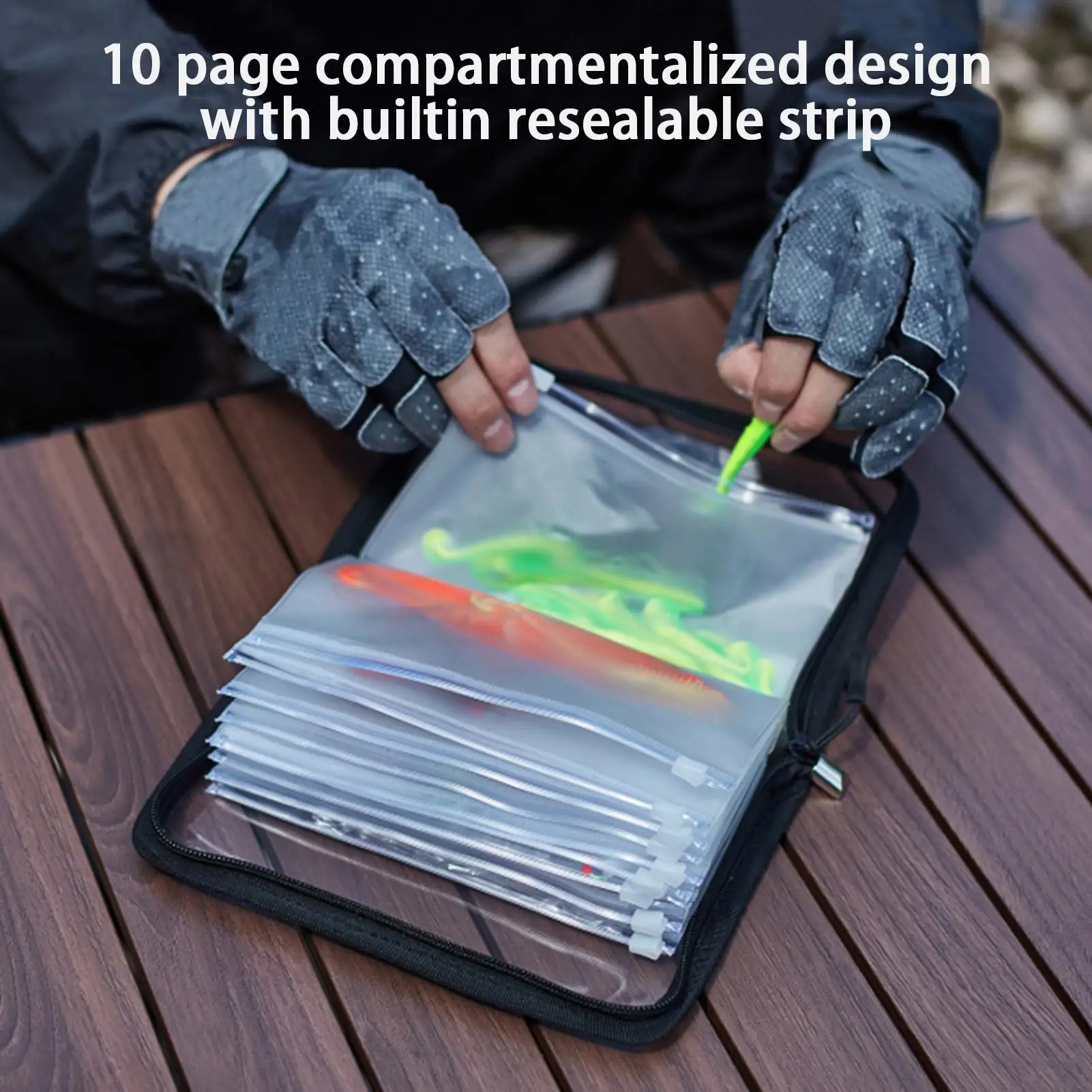 Transparent Bait Bag PVC Inner Bag Partitioned Waterproof Storage Bag Fishing Sorting Accessories 10-Page Clear Lure Storage view 3