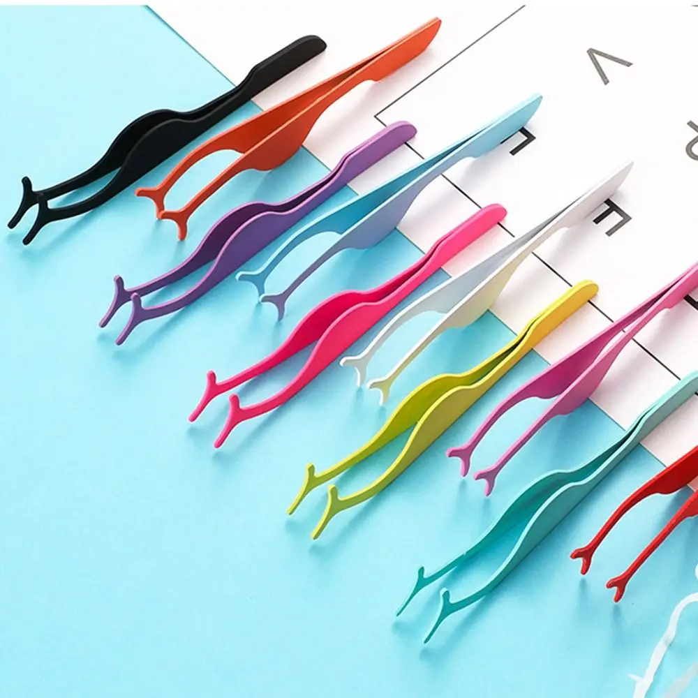 Stainless Eyelashes Tweezers Super Hard Anti-static Eyelash Extensions Auxiliary Clips Multicolor High Precision