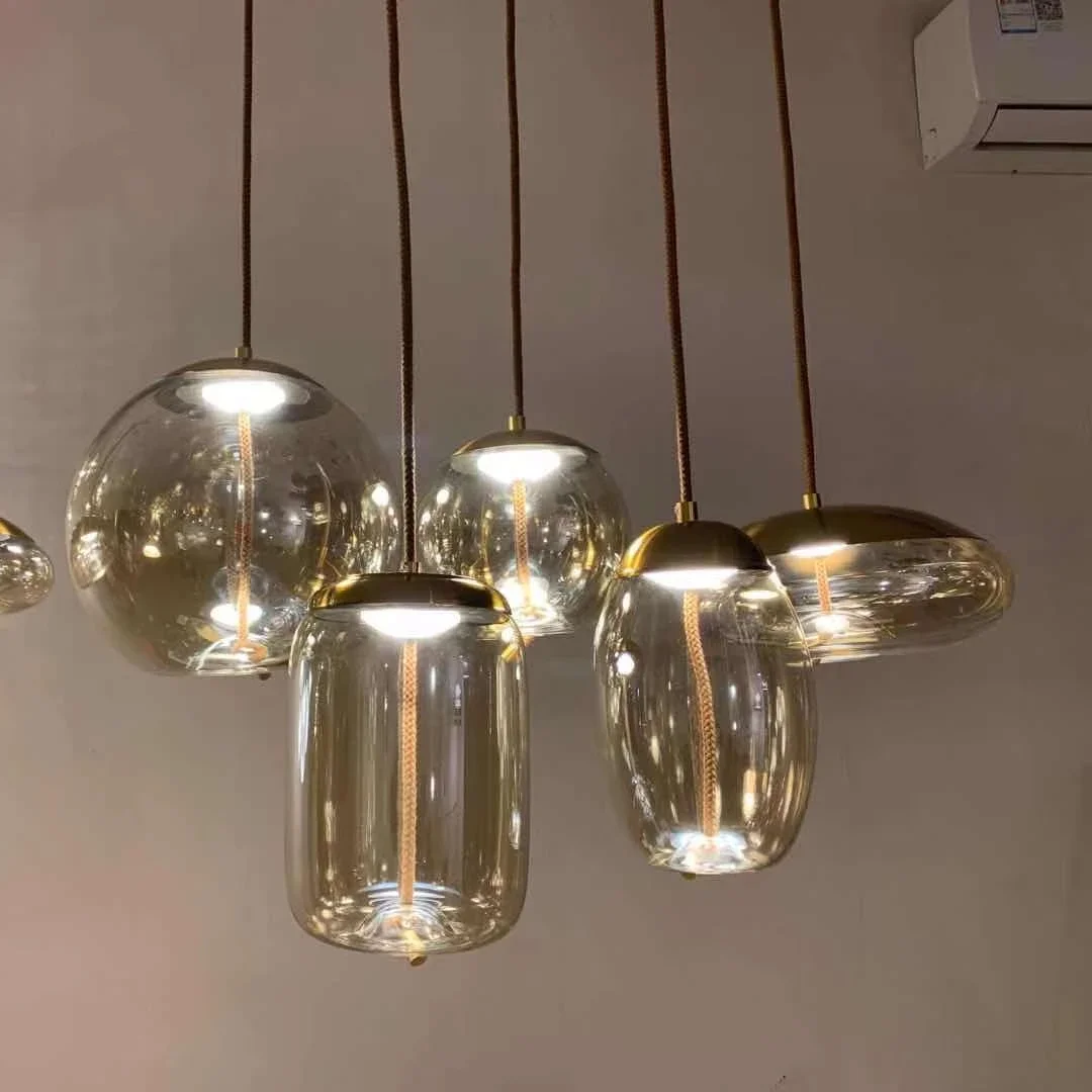 الاسكندنافية بروكيس عقدة قلادة LED أضواء السرير الشمال الزجاج قلادة مصباح بريق لوميناريا ديكور مصباح معلق تركيبات إضاءة