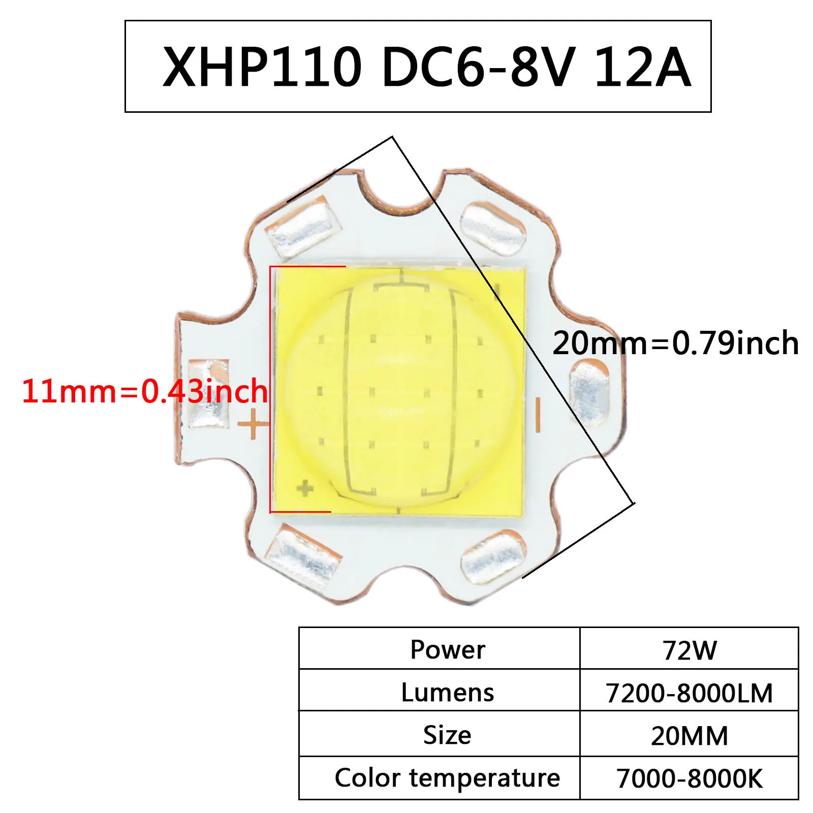 LED Chip COB Lamp Beads XHP110 3A 9A 12A 24A 54W 72W DC3-5V DC6-8V DC24-25V LED For Flashlight Headlight Car Lighting DIY