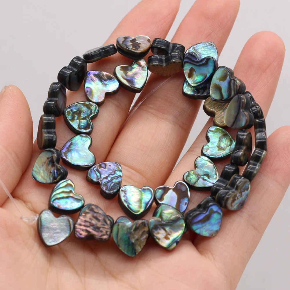 Natural Abalone Shells Love Heart Beaded 10mm For Jewelry Making DIY Necklace Bracelet Earring Accessories Charm Gift Party 5pcS
