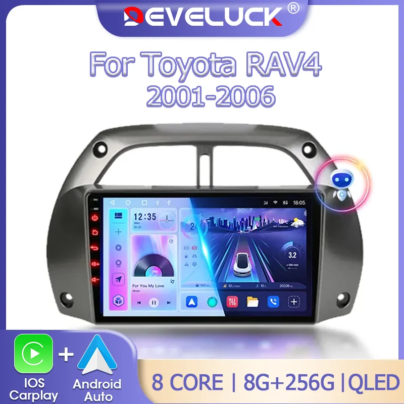 

2 Din Android 12 Car Radio Carplay For Toyota RAV4 Rav 4 2001 2002 2003 2004 2005 2006 Multimedia Video Player Navigation RDS 4G