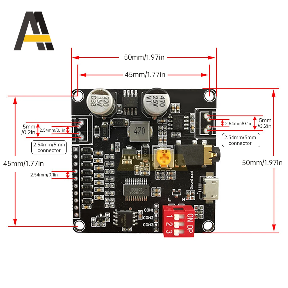 Module de lecture vocale 12V/24V, déclencheur 1 à 1, contrôle de port série, 10W/20W, lecteurs d'amplificateur de classe D, haut-parleurs 4Ω/8Ω, prise en charge MP3 WAV