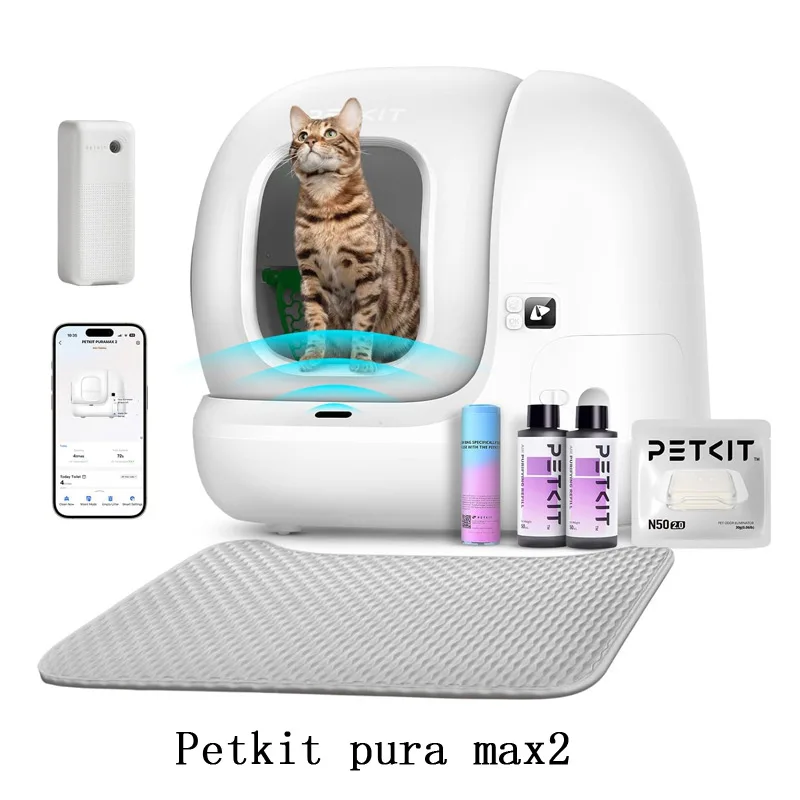 PETKIT Pura Max2 Caja de arena para gatos autolimpiante Rendimiento de sello mejorado Múltiples gatos incluyen K3 y N50 2.0, seguro/sin olor