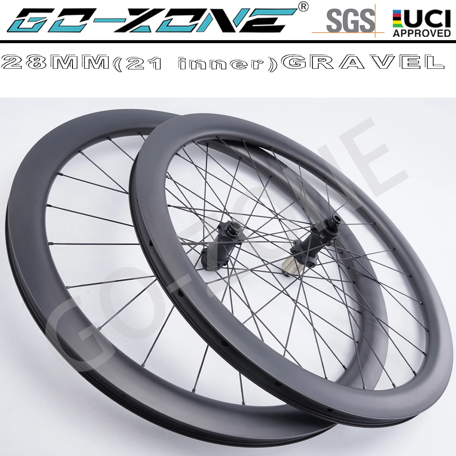 U Shape 700c Road Carbon Wheels Disc Brake Gravel / Cyclocross 28mm Gozone R320D UCI Approved Center lock Bicycle Wheelset