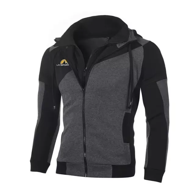 Sweat-shirt à capuche avec Logo La Sportiva imprimé pour homme, couleur unie, épissure, populaire, fermeture éclair, veste confortable, printemps-automne 2024