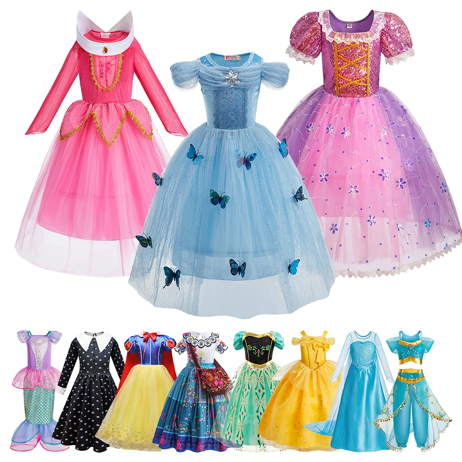 Children Princess Clothing Kids Cinderella Rapunzel Ball Luxury Gown Girls Dance Layered Clothes Kids Halloween Cosplay Dresses