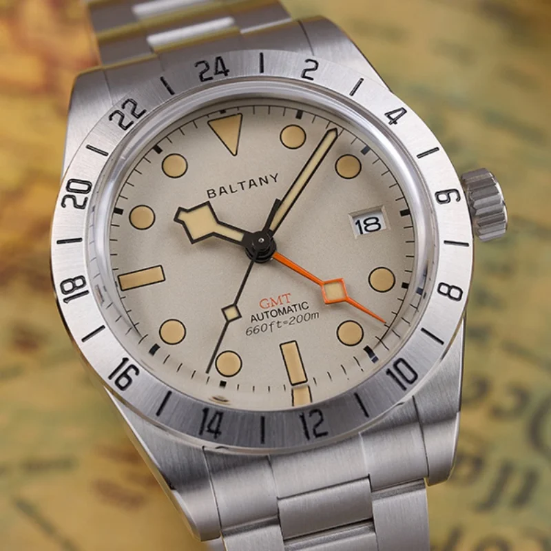 Baltany Роскошные спортивные мужские автоматические механические часы NH34 39 мм из нержавеющей стали 20 атм водонепроницаемые наручные часы в винтажном стиле