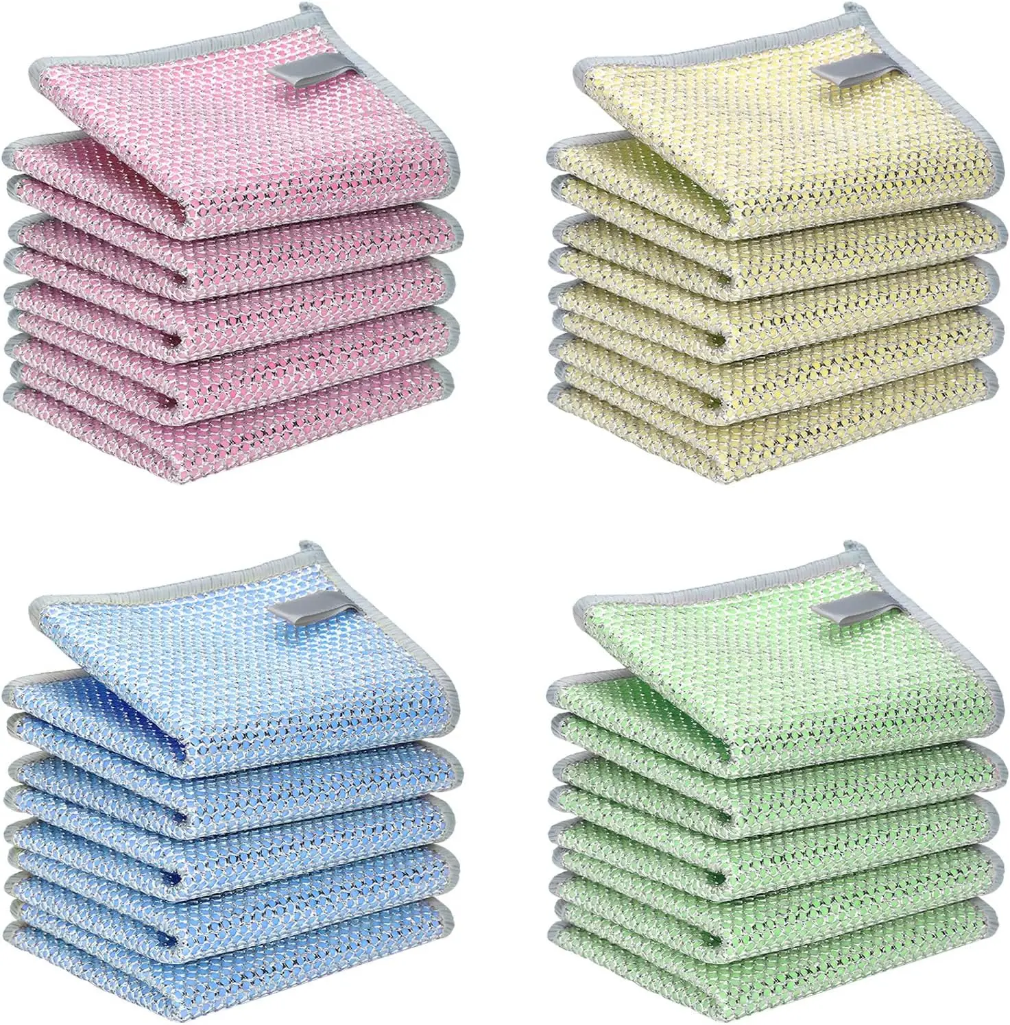 

20 шт., не царапающиеся влажные и сухие двухслойные многофункциональные проволочные тряпки для мытья посуды для кухонных раковин, посуда, плита, легко ополаскиваемая