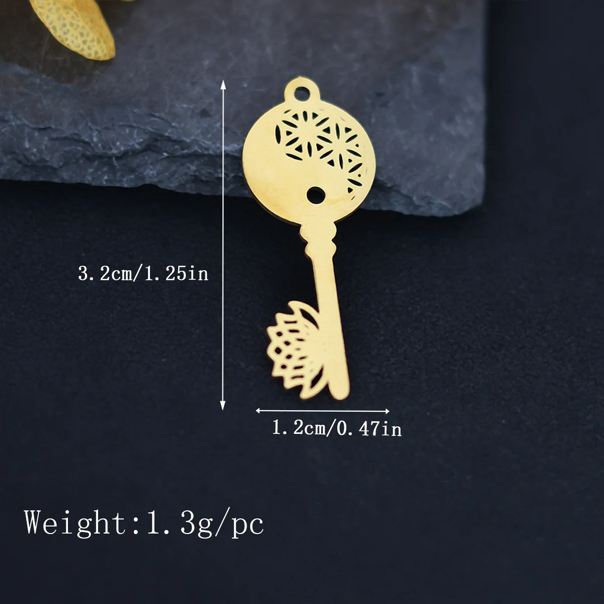 3pcs Charms Yin Yang Key With Lotus Flower Pendant For Jewelry Making Supplies Stainless Steel Charms DIY Accessories Bulk