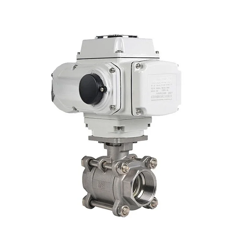 Electric three-piece ball valve Stainless steel two-way valve, switch-type high-temperature two-way wire