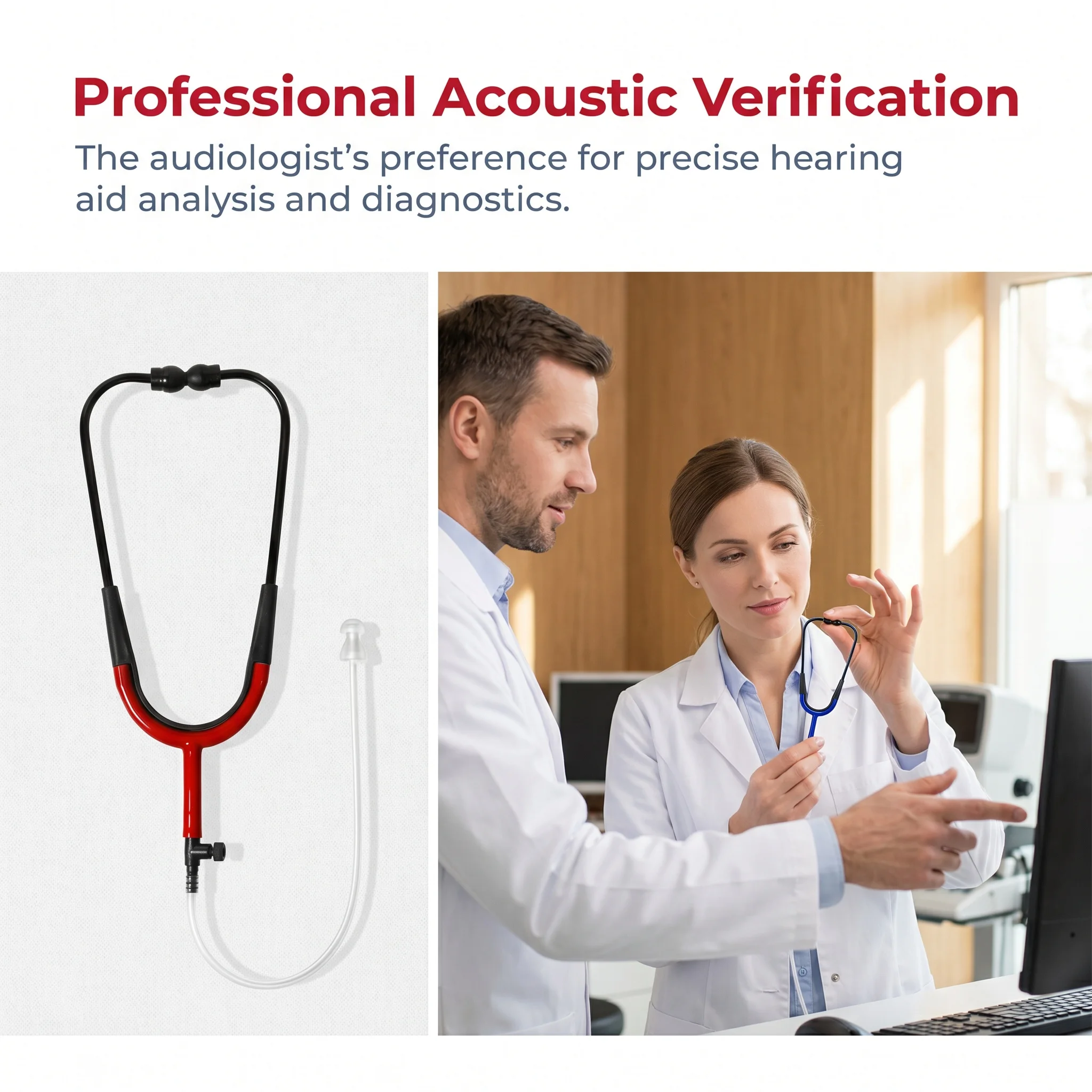 Stéthoscope de test pour appareils auditifs Stetoclip avec amortisseur intégré, accessoire professionnel pour l'écoute et la détection des problèmes, pour l'entretien des appareils auditifs