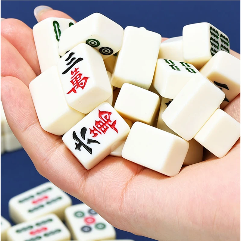 

Hot Mahjong set 24mm High Quality Mahjong Games Home Games 144pcs mahjong tiles Chinese Funny Family Table Board Game mj49