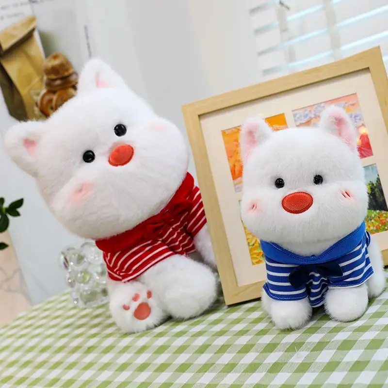 

Navy Puppy Plush Toy Sitting Posture Dressing Dog Doll Pillow Doll Girl Holiday Birthday Gift