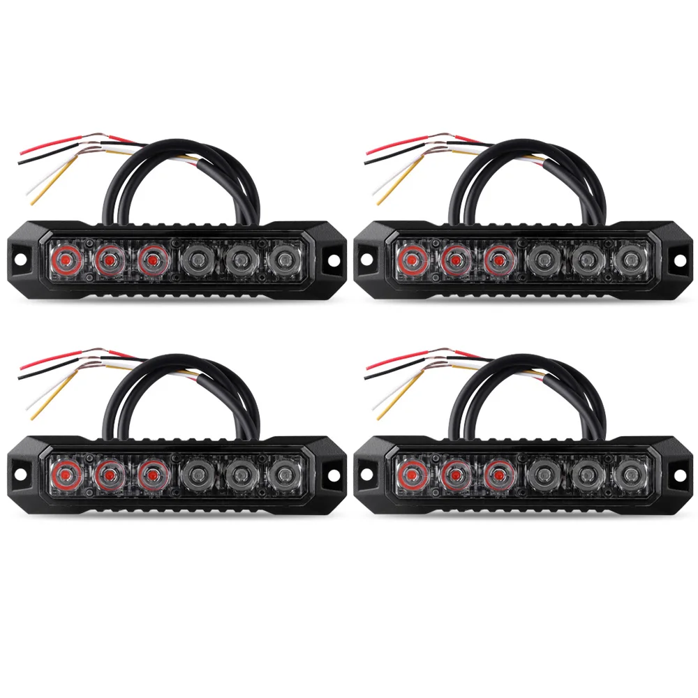 

4Pcs Car 6LED Universal Grille Strobe Lights Safety Emergency Flashing Warning Grille Lamp Used for Cars, Trailers, Trucks, Vans