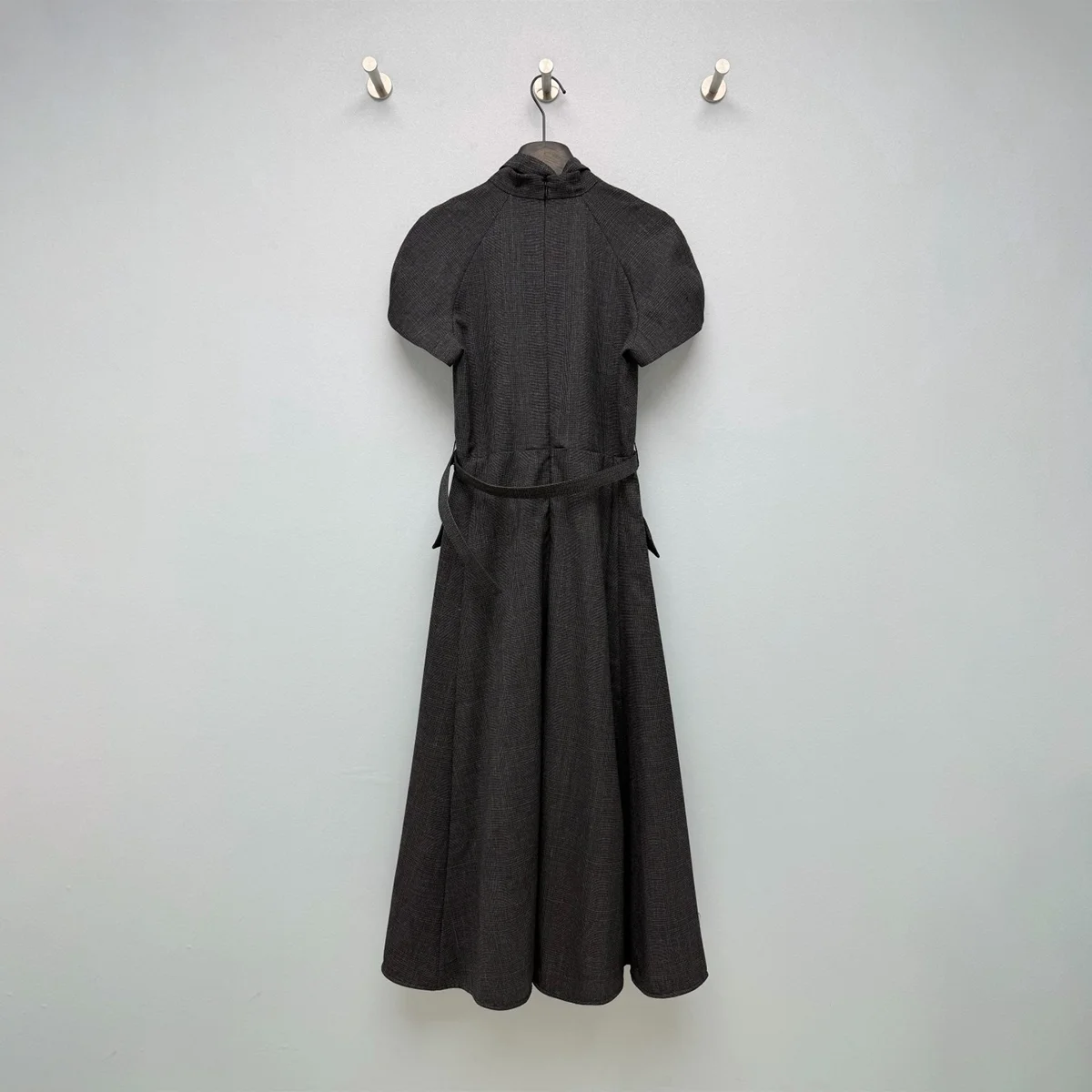 2026 high-quality black ribbon collar waist cinching dress for commuting mid length skirt--hb715