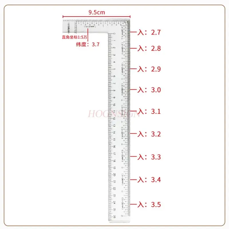 1pcs L-type latitude and longitude ruler, multi specification geographic coordinate ruler, L-type geographic coordinate ruler