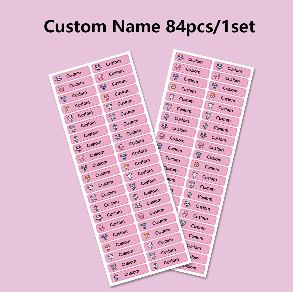 42/84pc animals Customized Name Stickers Personalized Tag Pencil Label Water Cup Label For School Stationery, Books, Water Cups