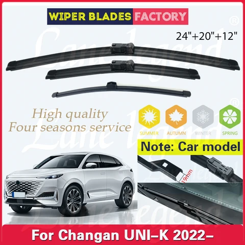 Щетки стеклоочистителя для Changan UNI-K UNIK 2022 1 поколения, передние и задние щетки стеклоочистителя лобового стекла, Аксессуары для автомобилей 24 + 20 + 12 дюймов