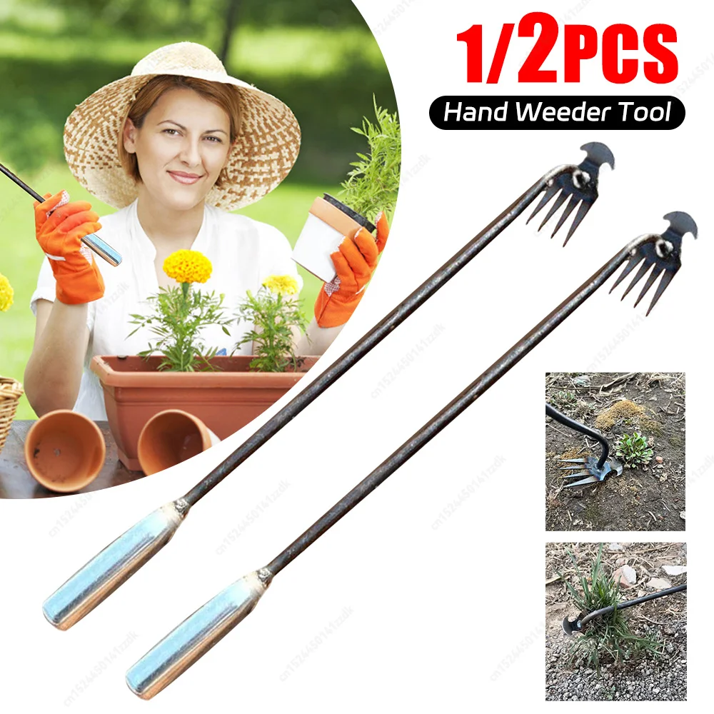 

1/2PCS Hand Weeder Tool with Long Handle Grass Rooting Puller for Yard Lawn Farmhouse Gardening Uprooting Weeding Tool