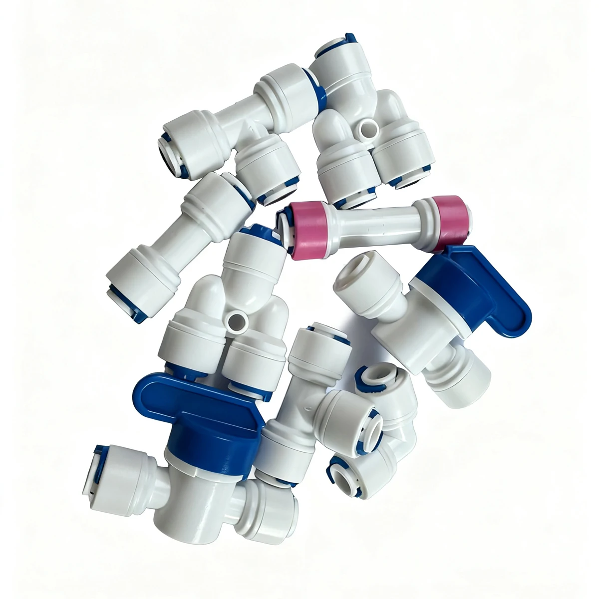 

1/4inch O.D. Quick Connect Push-In RO Water Tube Fittings Kit Straight Tee Elbow Ball Valve for Water Purification System