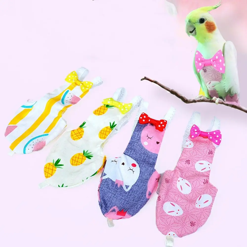 Cotton Colorful with Bowtie for Small Medium Large Birds Floral Pigeons Pants Parrot Diaper Birds Flight Suit Pet Clothes