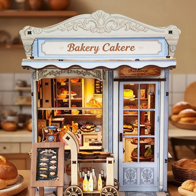 

Cut Wooden Bakery Model Set With LED Lights For DIY Enthusiasts And Home Decor A2UB